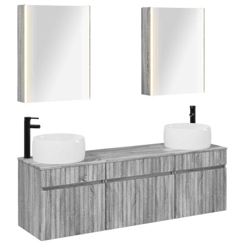 Комплект шкафове за баня 5 pcs Сив Сонома 53 x 15,5 x 70 см