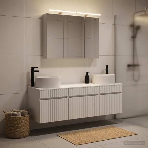 Комплект шкафове за баня 4 pcs Бяло 100 x 14,5 x 70 см