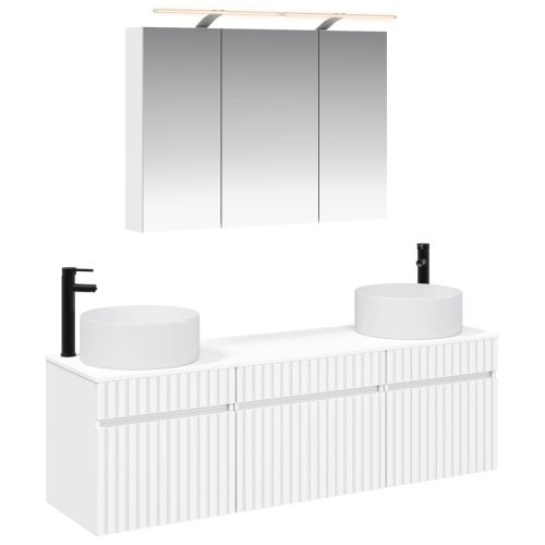 Комплект шкафове за баня 4 pcs Бяло 100 x 14,5 x 70 см