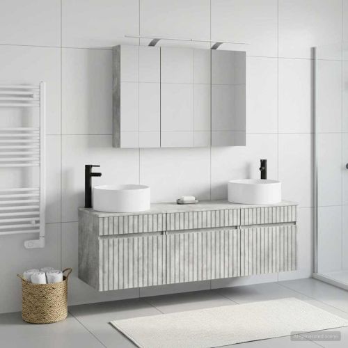 Комплект шкафове за баня 4 pcs Бетонно сиво 100 x 14,5 x 70 см