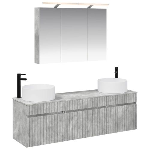 Комплект шкафове за баня 4 pcs Бетонно сиво 100 x 14,5 x 70 см