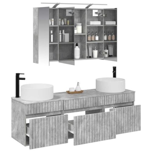 Комплект шкафове за баня 4 pcs Бетонно сиво 100 x 14,5 x 70 см