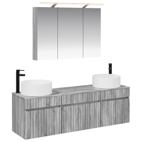 Комплект шкафове за баня 4 pcs Сив Сонома 100 x 14,5 x 70 см