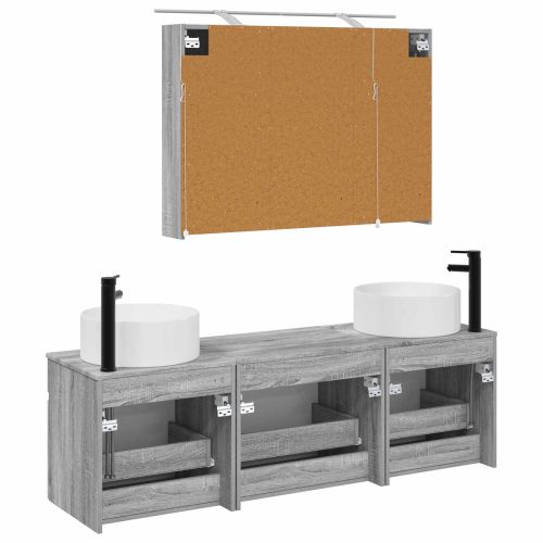 Комплект шкафове за баня 4 pcs Сив Сонома 100 x 14,5 x 70 см