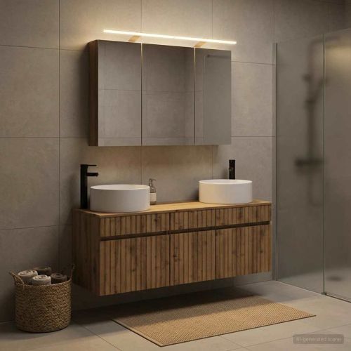 Комплект шкафове за баня 4 pcs Дъб артизан 100 x 14,5 x 70 см