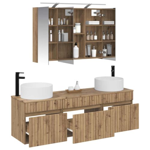 Комплект шкафове за баня 4 pcs Дъб артизан 100 x 14,5 x 70 см