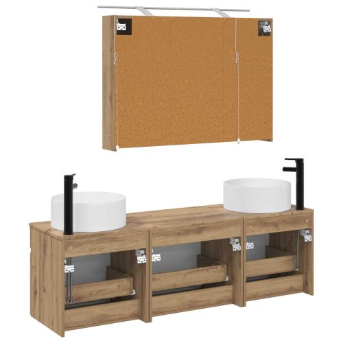 Комплект шкафове за баня 4 pcs Дъб артизан 100 x 14,5 x 70 см