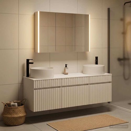 Комплект шкафове за баня 4 pcs Бяло 103,5 x 15,5 x 70 см