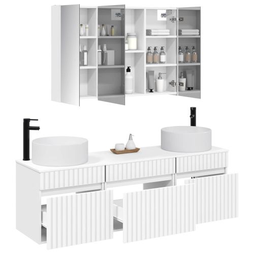 Комплект шкафове за баня 4 pcs Бяло 103,5 x 15,5 x 70 см