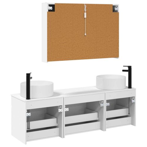Комплект шкафове за баня 4 pcs Бяло 103,5 x 15,5 x 70 см