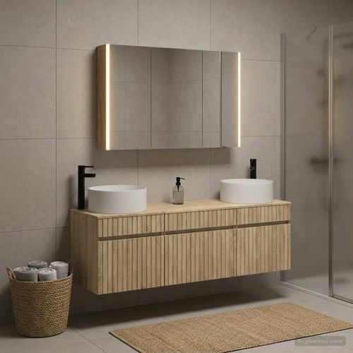 Комплект шкафове за баня 4 pcs Дъб сонома 103,5 x 15,5 x 70 см