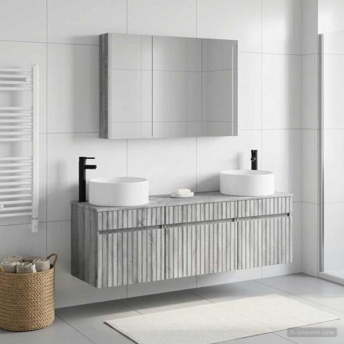 Комплект шкафове за баня 4 pcs Сив Сонома 103,5 x 15,5 x 70 см