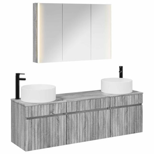 Комплект шкафове за баня 4 pcs Сив Сонома 103,5 x 15,5 x 70 см