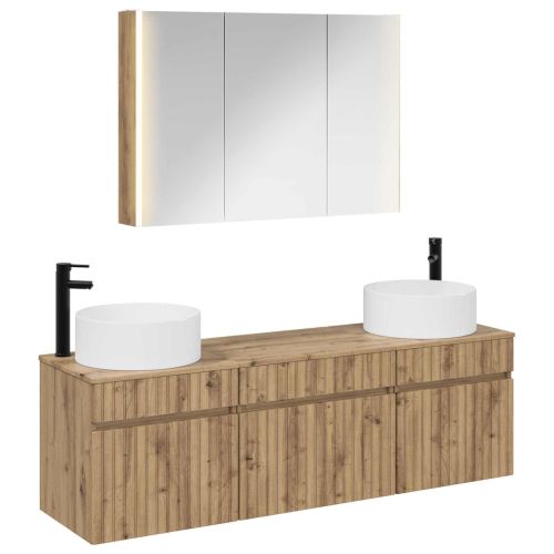 Комплект шкафове за баня 4 pcs Дъб артизан Инженерна дървесина
