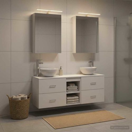 Комплект шкафове за баня 5 pcs Бяло 50 x 14,5 x 70 см