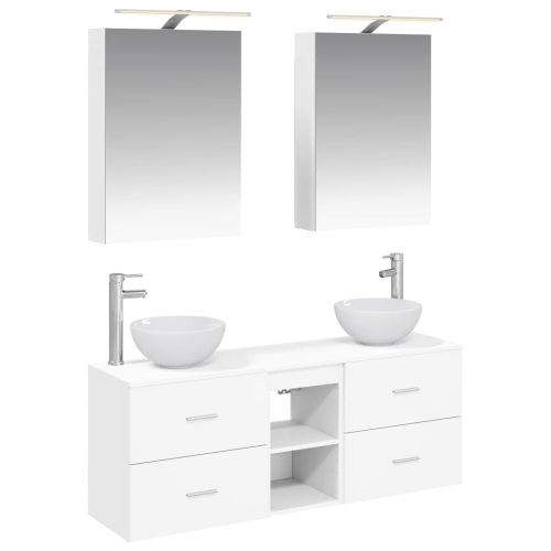 Комплект шкафове за баня 5 pcs Бяло 50 x 14,5 x 70 см