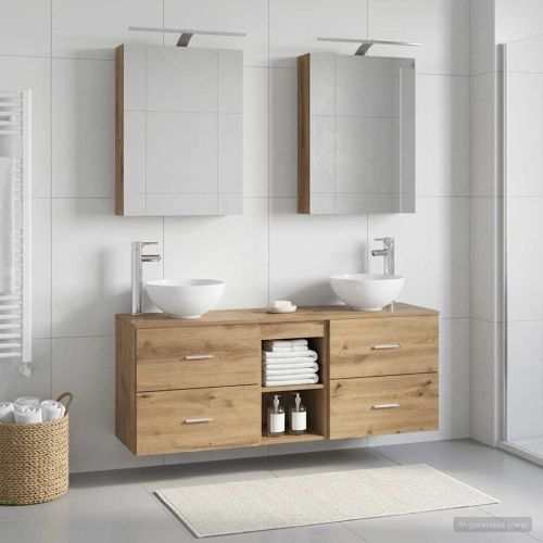 Комплект шкафове за баня 5 pcs Дъб артизан 50 x 14,5 x 70 см