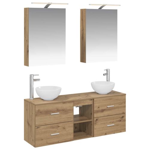 Комплект шкафове за баня 5 pcs Дъб артизан 50 x 14,5 x 70 см