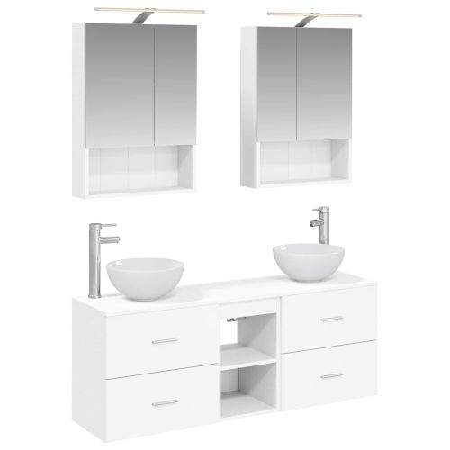 Комплект шкафове за баня 5 pcs Бяло 50 x 14,5 x 70 см