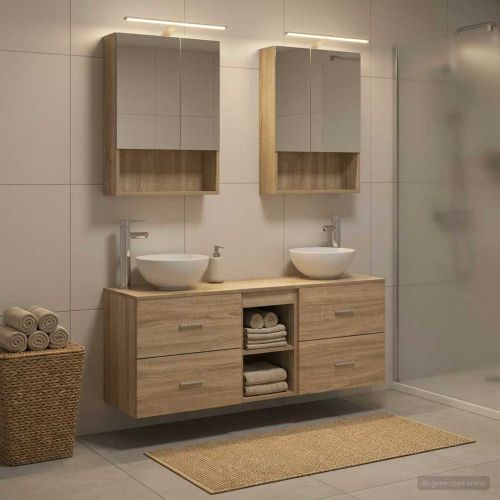 Комплект шкафове за баня 5 pcs Дъб сонома 50 x 14,5 x 70 см