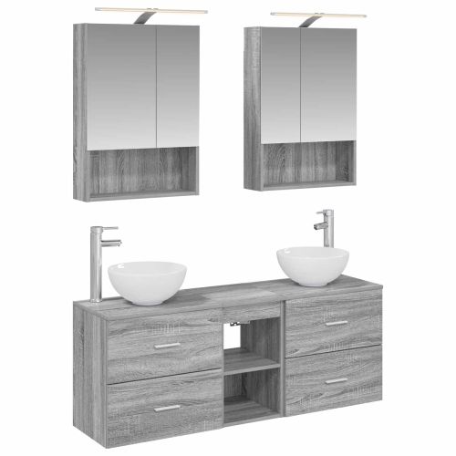Комплект шкафове за баня 5 pcs Сив Сонома 50 x 14,5 x 70 см