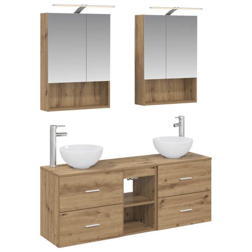 Комплект шкафове за баня 5 pcs Дъб артизан 50 x 14,5 x 70 см