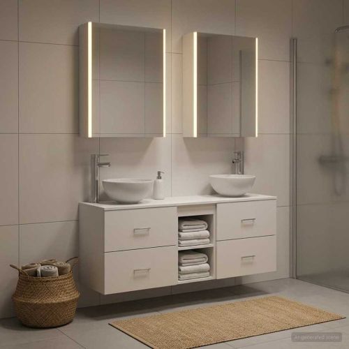 Комплект шкафове за баня 5 pcs Бяло 53 x 15,5 x 70 см