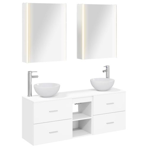 Комплект шкафове за баня 5 pcs Бяло 53 x 15,5 x 70 см