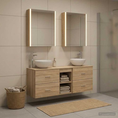 Комплект шкафове за баня 5 pcs Дъб сонома 53 x 15,5 x 70 см