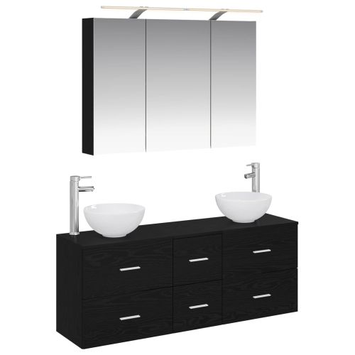 Комплект мебели за баня 4 pcs Черен дъб