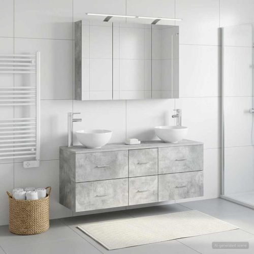 Комплект мебели за баня 4 pcs Бетонно сиво