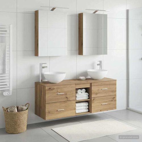 Комплект мебели за баня 5 pcs Дъб артизан