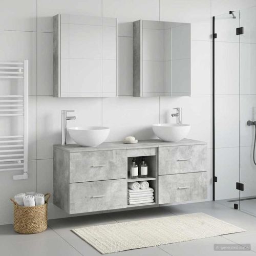 Комплект мебели за баня 5 pcs Бетонно сиво