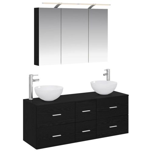 Комплект мебели за баня 4 pcs Черен дъб