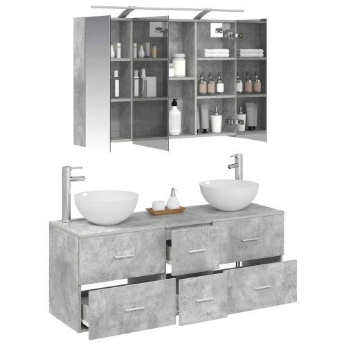 Комплект мебели за баня 4 pcs Бетонно сиво