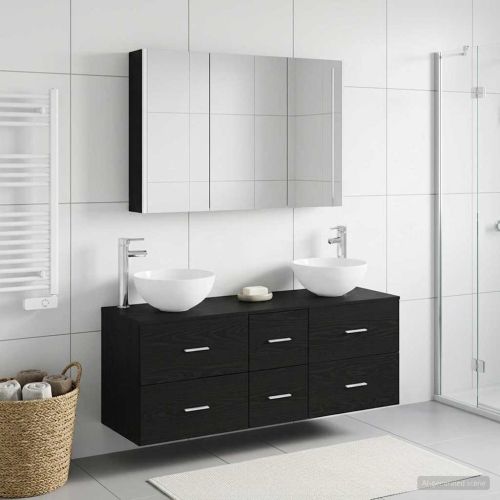 Комплект мебели за баня 4 pcs Черен дъб