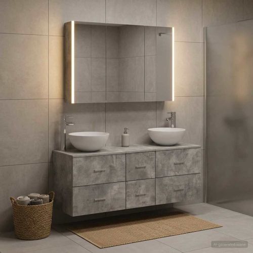 Комплект мебели за баня 4 pcs Бетонно сиво
