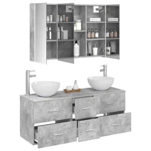 Комплект мебели за баня 4 pcs Бетонно сиво
