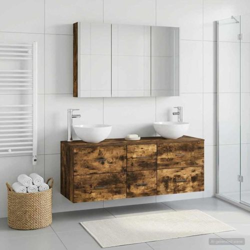 Комплект мебели за баня 4 pcs Опушен дъб