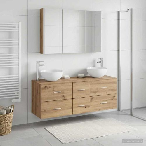 Комплект мебели за баня 4 pcs Дъб артизан