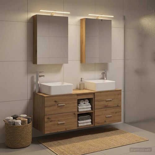 Комплект мебели за баня 5 pcs Дъб артизан