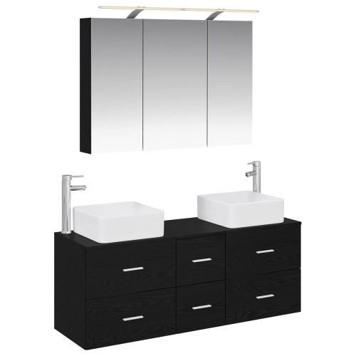 Комплект мебели за баня 4 pcs Черен дъб