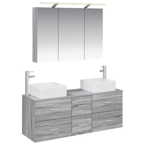 Комплект мебели за баня 4 pcs Сив Сонома