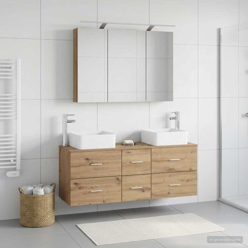 Комплект мебели за баня 4 pcs Дъб артизан