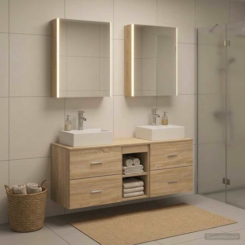Комплект мебели за баня 5 pcs Дъб сонома