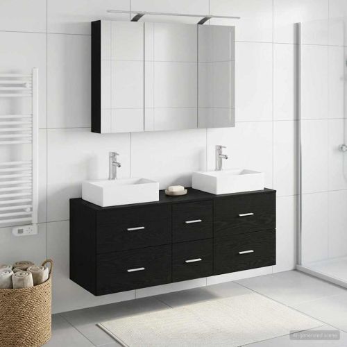 Комплект мебели за баня 4 pcs Черен дъб