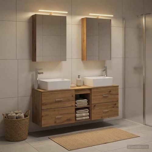 Комплект мебели за баня 5 pcs Дъб артизан