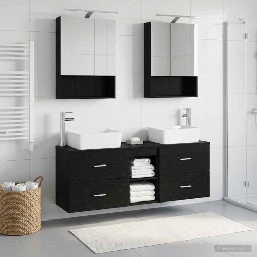 Комплект мебели за баня 5 pcs Черен дъб