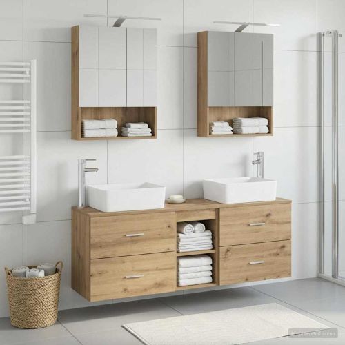 Комплект мебели за баня 5 pcs Дъб артизан