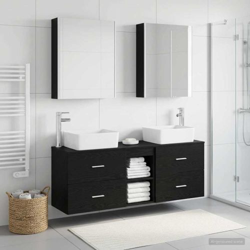 Комплект мебели за баня 5 pcs Черен дъб